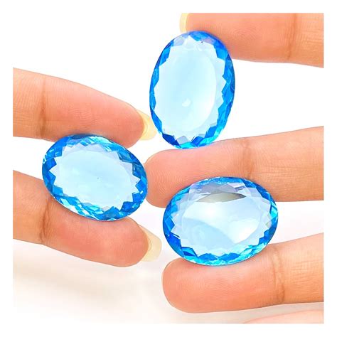 Hydro Sky Blue Quartz X X Mm Faceted Oval Aaa Grade Gemstones