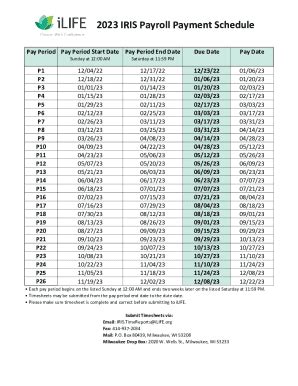 Wi Ilife Iris Payroll Payment Schedule Fill And Sign