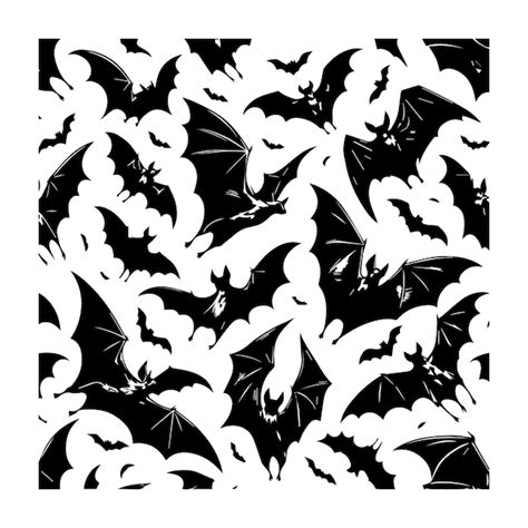 Premium Vector Bat Seamless Halloween Pattern In Black And White