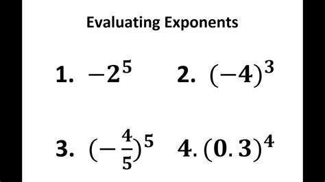 Evaluating Expressions With Exponents Cal