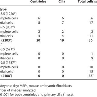 Centrioles and primary cilia found in mouse embryos | Download Table