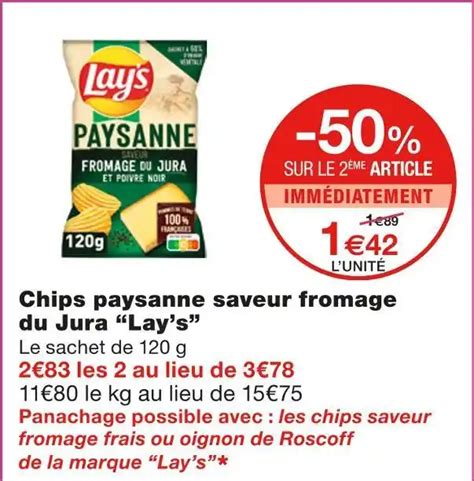 Promo Lays Chips Paysanne Saveur Fromage Du Jura Chez Monoprix