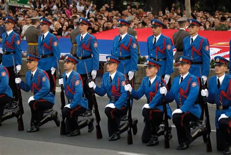 Serbian Army Guards Salutes The Flag Editorial Image Image Of March