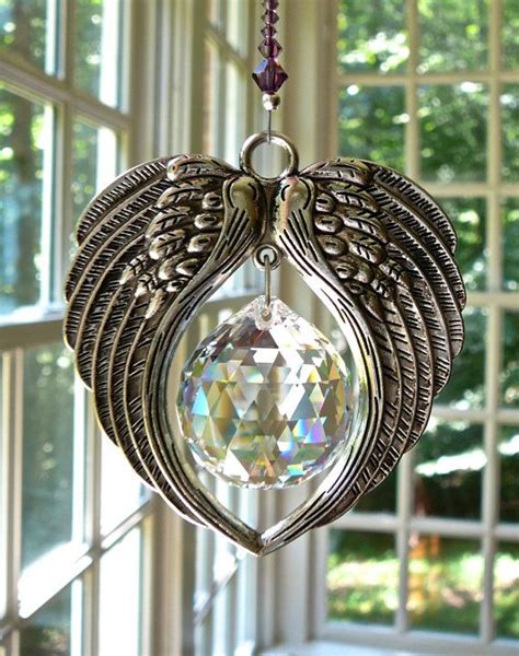 Angel Wings With Large 30mm Swarovski Ball Suncatcher Window Etsy