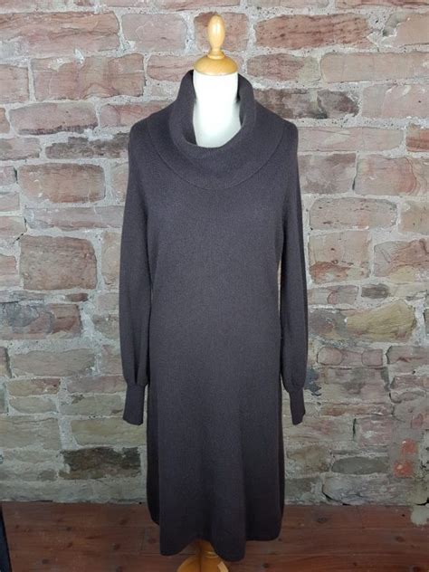 Marks Spencer Dark Brown Cowl Neck Cashmere Dress Softtouch Cashmere