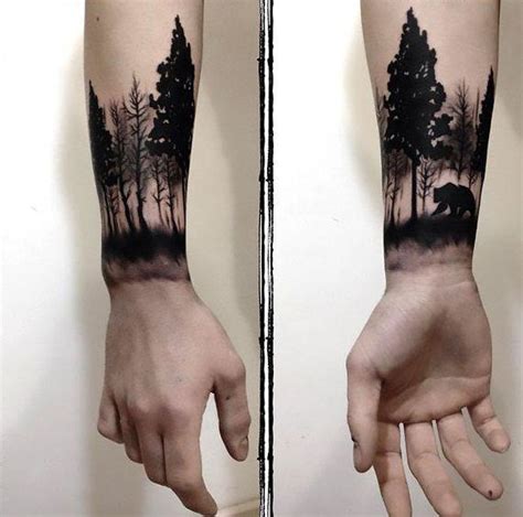 Bear In Forest Tattoo Idea