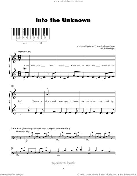 Into The Unknown (from Frozen 2) sheet music for piano solo (5-fingers)