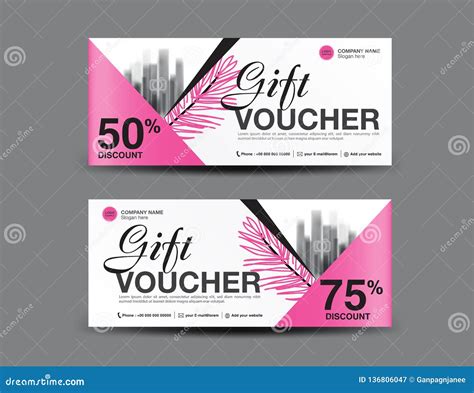 Pink Gift Voucher Template Coupon Design Certificate Ticket Template