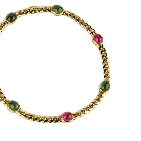 Bulgari Tourmaline And Gold Chain Necklace Eleuteri