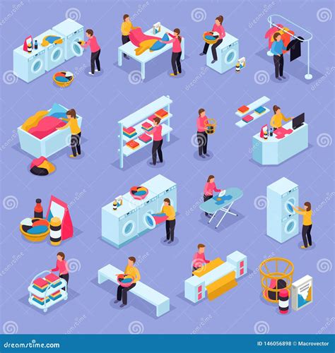 Laundry Isometric Flowchart Cartoon Vector Cartoondealer