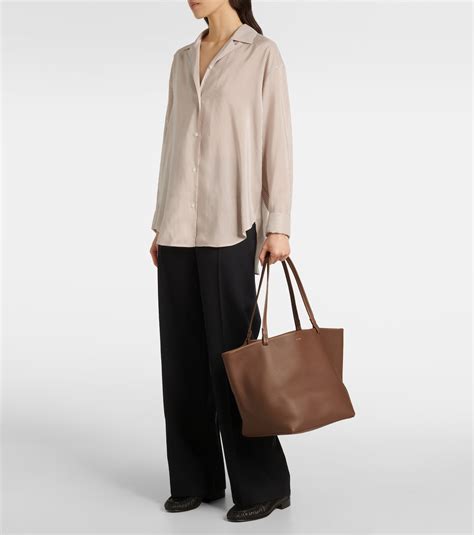 Park Three Leather Tote Bag In Brown The Row Mytheresa