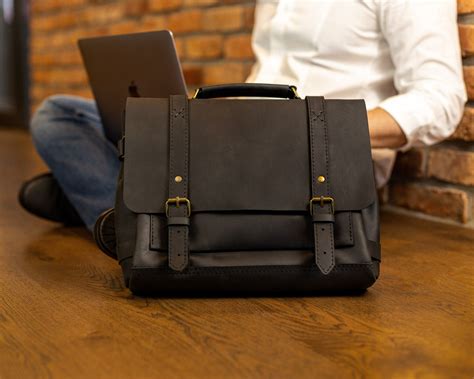 Leather Work Bag Leather Briefcase for Men Christmas Mens - Etsy