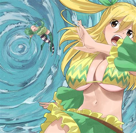 Gaston Lucy Heartfilia Luso Signario Fairy Tail Highres Girls Bikini Bikini Top Only
