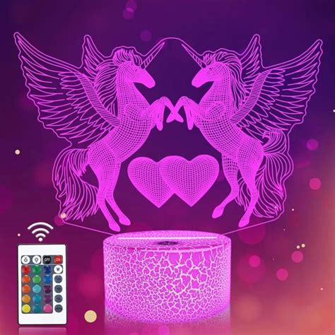 D Licorne Lampe Fairy Illusion Lights Couleurs Et T L Commande