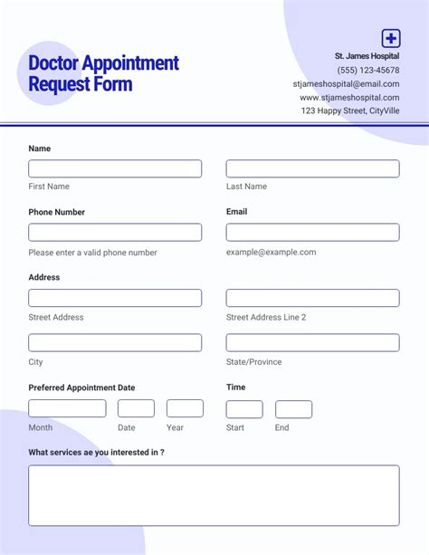 Purple Doctor Appointment Request Form Template Venngage