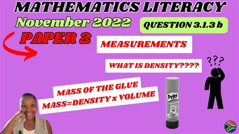 Grade 12 Mathematical Literacy Paper 2 November 2022 Question 3 1 3 B Density Youtube