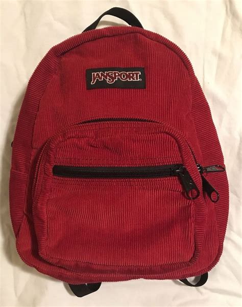 Vintage Jansport Mini Backpack Half Pint Red Corduroy Retro Bag Rare Ebay