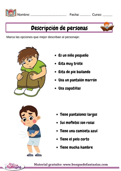 Actividades Y Fichas Sobre DescripciÓn De Personas Para Primaria