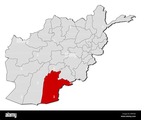 Political Map Of Afghanistan With The Several Provinces Where Kandahar