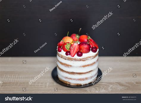 Naked Fruit Cake Homemade Rustic Wedding Stock Photo 481896973