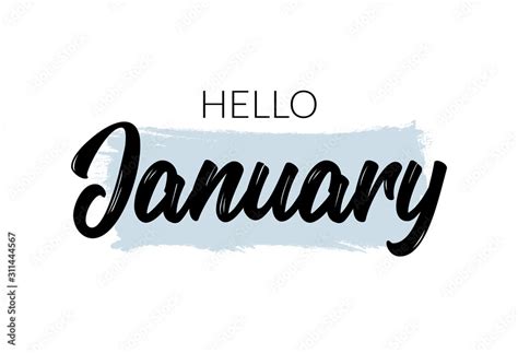 Hello January Quote Welcome January Celebration Winter Illustration