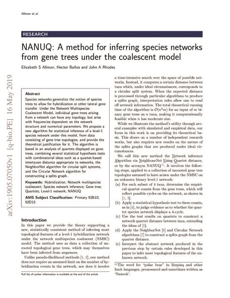 Nanuq A Method For Inferring Species Networks From Gene Trees Under