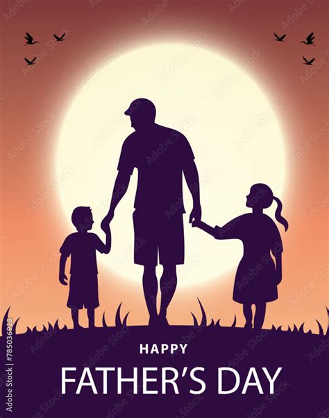 Happy Father Day With Silhouette Son Is Riding His Father S Neck At