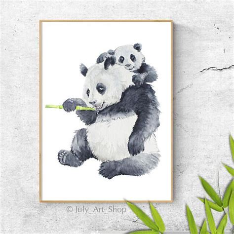 Printable Instant Download wall Art Panda mom playing Baby