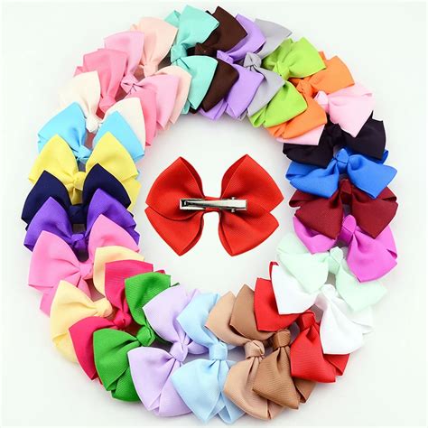 30 Pcslot Grosgrain Ribbon Bow Hair Clip Lovely Ribbon Bow On