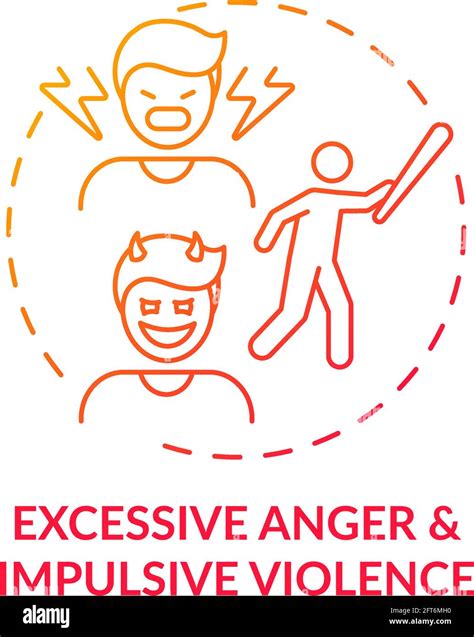 Excessive Anger And Impulsive Violence Red Gradient Concept Icon Stock