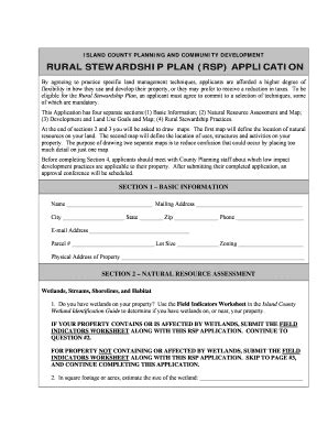 Fillable Online Rural Stewardship Application Form Island County