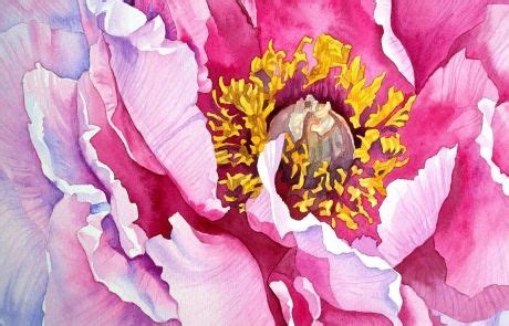 Watercolor Painting Art By Krzysztof Kowalski Peony Painting Flower