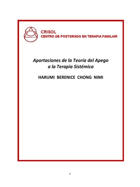 PDF CHONG De La Terpia Del Apego A La TS Pdf DOKUMEN TIPS