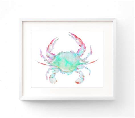 Crab Art Blue Crab Prints Nursery Art Watercolor Crab Wall Art