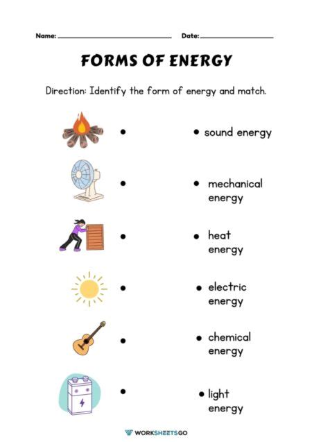 Energy Worksheet For Grade 7