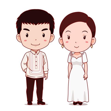 Couple of cartoon characters in Philippines traditional costume. 4903262 Vector Art at Vecteezy