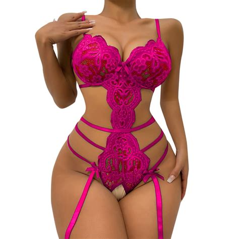 Ehqjnj Plus Size Lingerie Push Up Bra Set Women Snap Crotch Lingerie