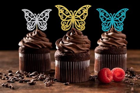 SVM CART Butterfly Cupcake Topper Cake Topper 30 Pack Assembled