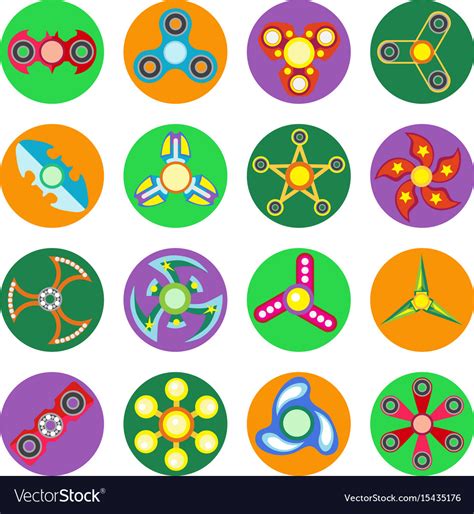 Set of 16 spinners different shapes Royalty Free Vector