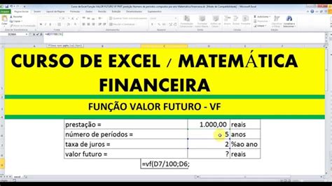 Curso De Excel Fun O Vf Valor Futuro Pmt Presta O N Mero Per Odo