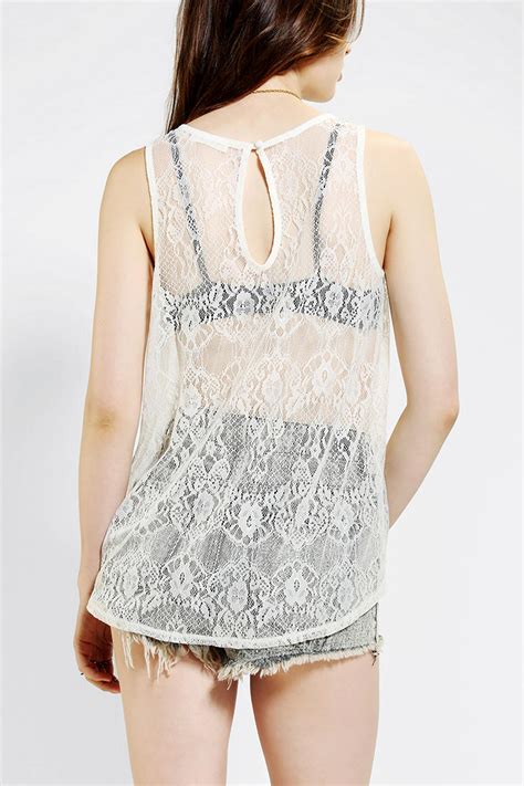 Urban Outfitters Pins And Needles Embroidered Lace Tank Top In White Lyst