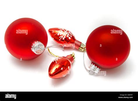 Beautiful Christmas Decorations Isolated On White Background Stock