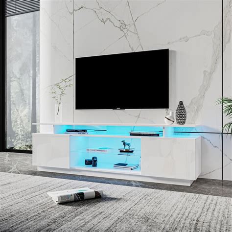 Greatplaninc Led Tv Stand For 80 Inch Tv Stands High Glossy Media