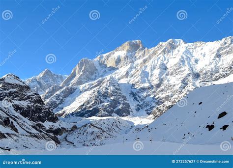 Snow-covered Mountain Peaks in Himalaya India. Stock Image - Image of ...