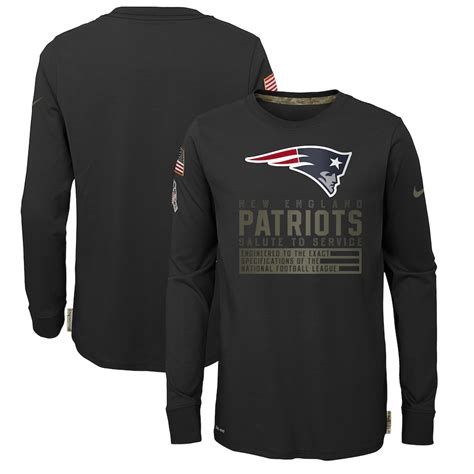 Youth Nike Black New England Patriots Salute To Service Long Sleeve T Shirt