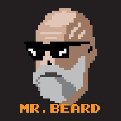 Premium Vector Pixel Art Beard Man With Glasses