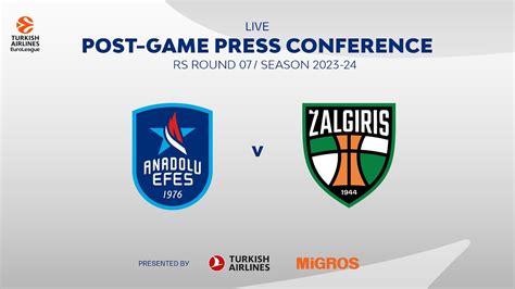 EuroLeague 2023 24 RS R07 Press Conference Anadolu Efes Zalgiris