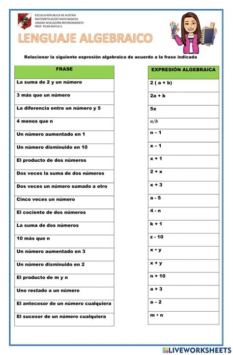 Ejercicio Pdf Online De Lenguaje Algebraico Para Elemental Lenguaje