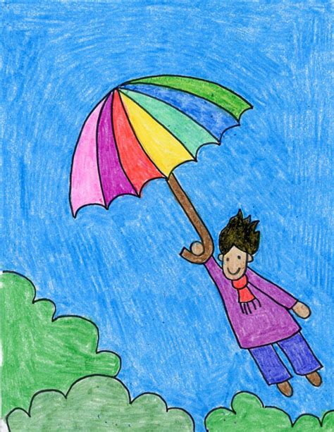 Flying Umbrella Kid · Art Projects for Kids