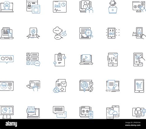 Information Line Icons Collection Data Intelligence Knowledge